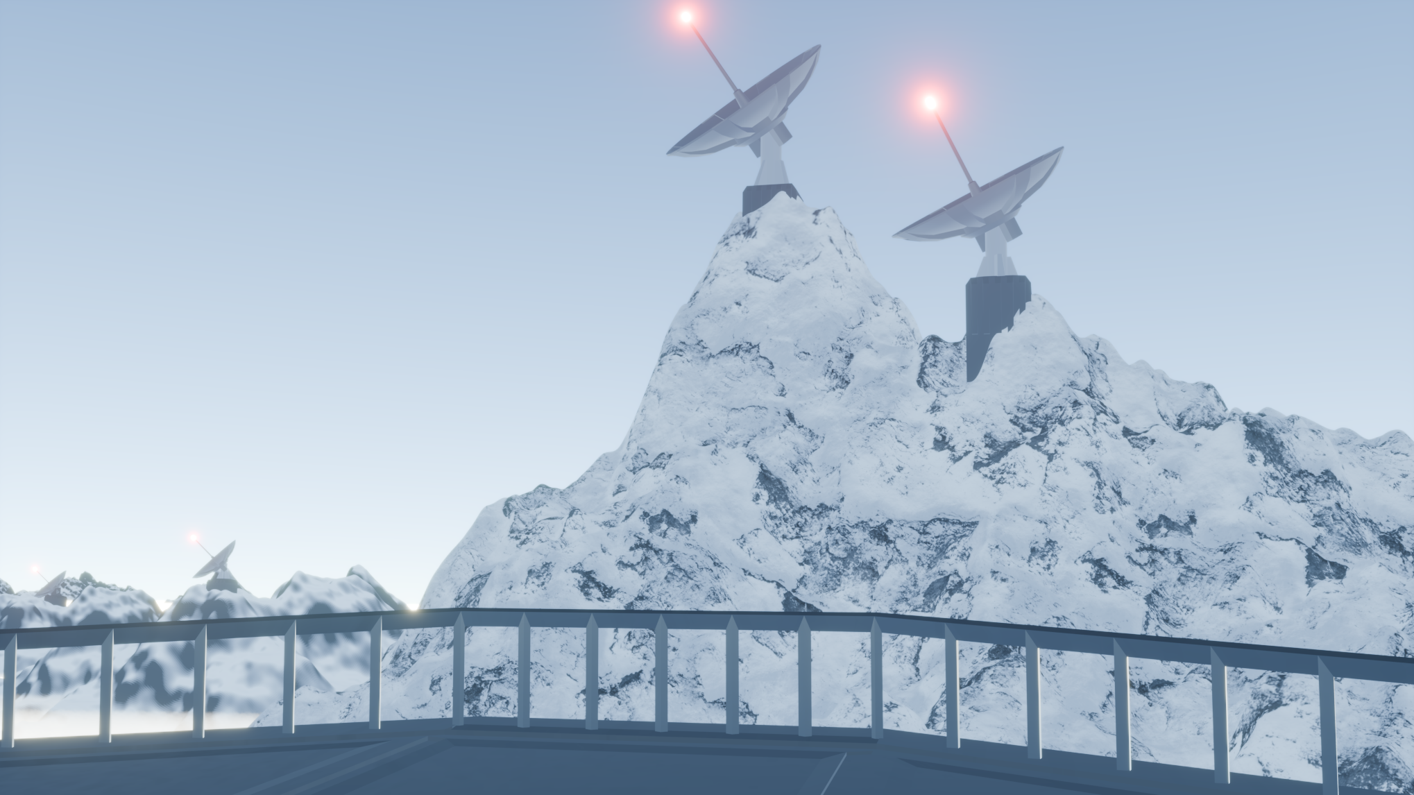 Sci-fi mountain landscape created in Blender