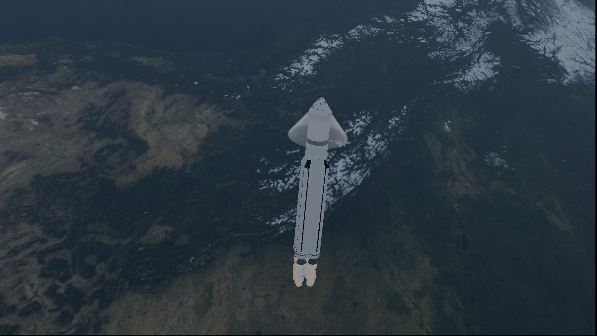 Kuiper IV rocket in flight against a dark sky